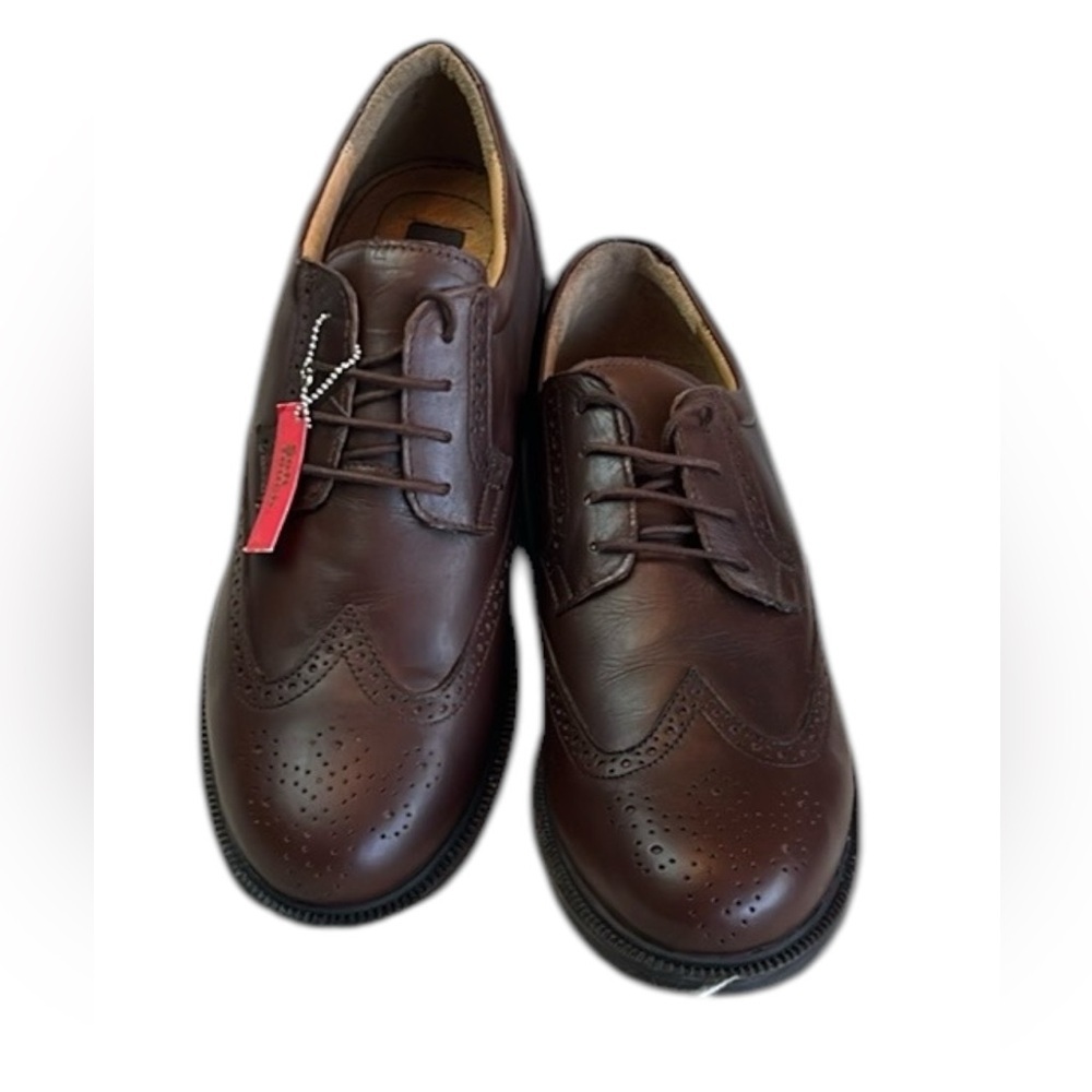 Pierre Cardin Men’s Brown Leather Brogue Lace-Up Oxford Shoes Size 10 US